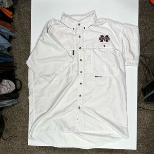 Drake Mississippi State University Short Sleeve Button Up. Hail State.